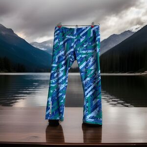 Head Womens Leggings Blue and Green Size Small Yoga Tennis Workout Gym